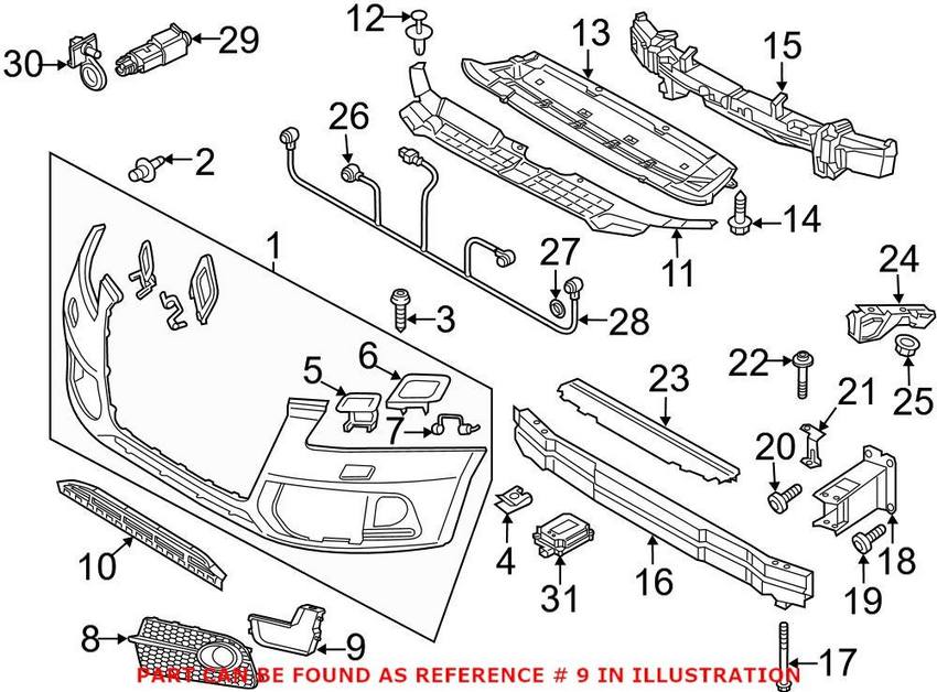 Audi Bumper Cover Spacer Panel - Front Passenger Side 8R0807246